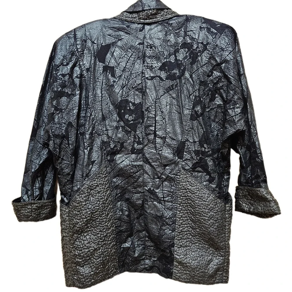 Black/Gray Casedei Collection Vintage 80s-90s Textured‎ Jacket & Skirt Size 10